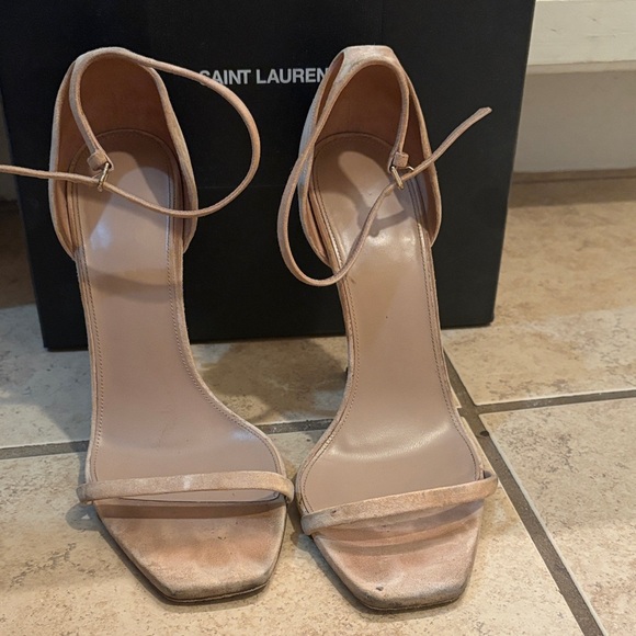 Saint Laurent Beige Strappy Heels - Picture 1 of 4